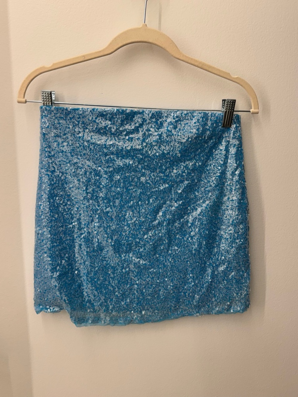 Mango Blue Sequin Mini Skirt